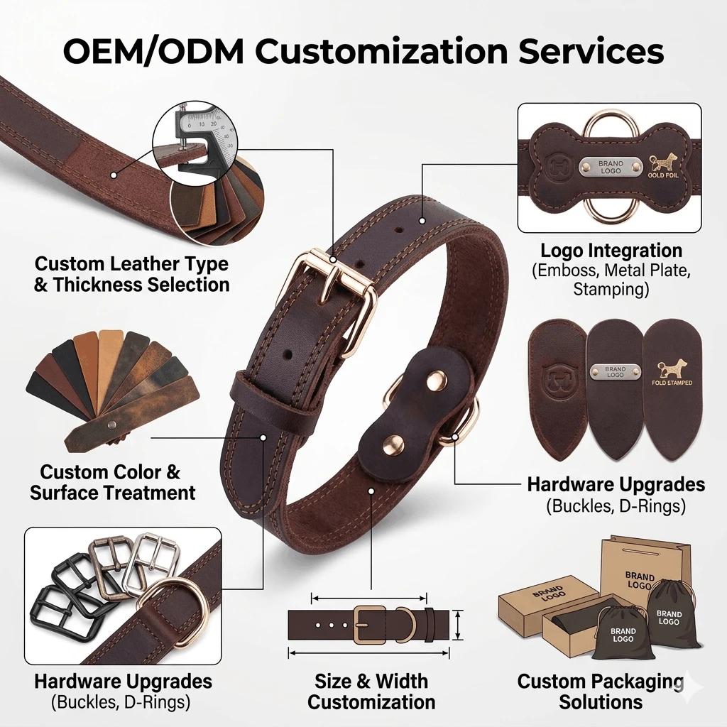 OEM ODM Genuine Leather Dog Collar OEM ODM Genuine Leather Dog Collar